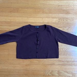 Dark maroon brown cropped cardigan